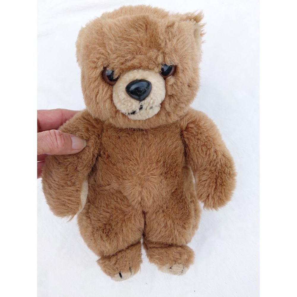Antics Brown Bear Cream Ears Nose Plush Stuffed Sitting Vintage 1982 Korea 12"